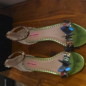 Betsey Johnson Green Sandals with Butterfly Accents